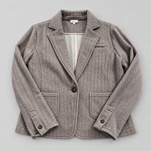 Ecru Classic Blazer Herringbone Taupe Womens S Quiet Luxury Modern Classic